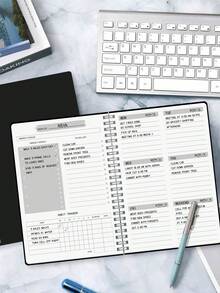 Trees Women's Weekly Planner Notebook, Undated Daily Schedule, Spiral Bound Goal Planner With Habit Tracker - Black - View 10