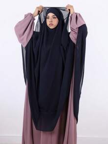 2 Layer Chiffon Khimar With Cape, Raspberry Color, Suitable For Women's Daily Wear And Prayer, All Season For Dress - Multicolor - View 16