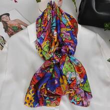100% Mulberry Silk Scarf For Women Lightweight Long Scarves Beach Wraps Cover Up -Travel Photography Scarfhalloween - 藍紅貓 - 查看 7