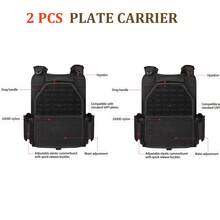 2PCS SETS/ONE ORDER--YAKEDA Tactical Training Vest Sets, Quick Release Molle Airsoft Vest, Adjustable Comfortable Wearing For Men - 黑色 - 查看 2