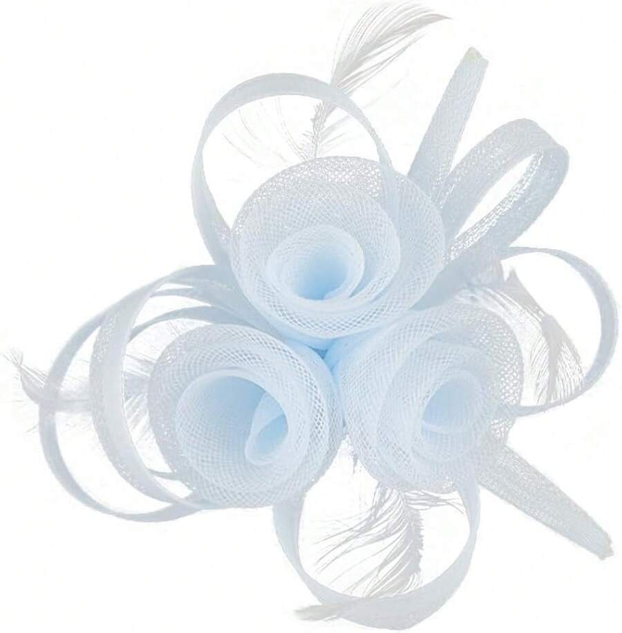 Fascinators Hats Women,Tea Party Fascinator Hair Clip With Feathers Wedding,Derby Hats Headbands - Ha9589-藍色 - 查看 1