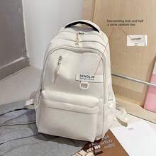 学校旅行笔记本电脑背包轻便包可爱耐用休闲包适合男孩和女孩大学背包大容量便携式背包适合户外、旅行、徒步旅行、无吊坠的书包。 - 白色 - 查看 2