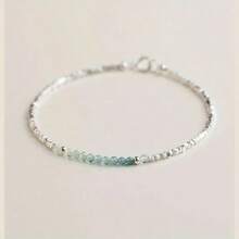 Silver Fine Silver Synthetic Crystal Simple Women's Bracelet | Light Luxury Boutique Unique Style Broken - Silver - View 1