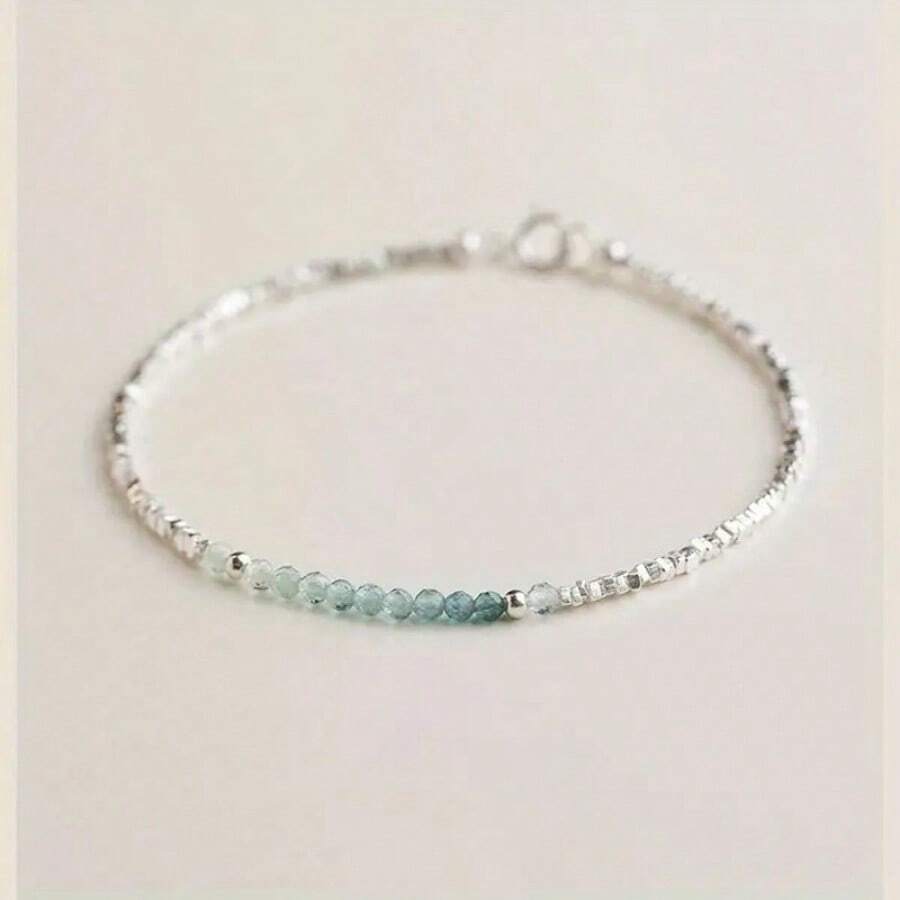 Silver Fine Silver Synthetic Crystal Simple Women's Bracelet | Light Luxury Boutique Unique Style Broken - Silver - View 1