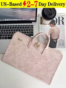 Laptop Protective Case Made Of Pink Pu Material Is Suitable For 15.6/16 Inch Laptops It Can Be Opened And Closed Immediately And The Handbag Can Be Easily Removed,Leather Laptop Sleeve Case HandBag,Soft PU Leather Laptop Case, Leather Laptop Case Water-Resistant Briefcase ,Laptop Sleeve Case With Handle Minimalist PU Protective Bag For Notebook Portable Travel Tote For Business Office College Stylish Accessory For Teachers And Professionals - 彩色 - 查看 1
