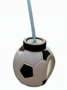 Vaso en forma de balón de futbol para fiesta 600ml, vaso temático deportivo reutilizable, accesorio para eventos y celebraciones, diseño divertido para deportes y reuniones - Blanco y Negro - Ver 2