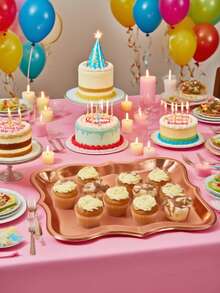 20/10/5pcs 9" X 13" Elegant Gold Rimmed Rectangular Paper Plates, Suitable For Dessert Display, Dining Table Party, Cupcake Display, Birthday Party, Wedding, Bridal Shower, Picnic, Everyday Home Use - Multicolor - View 3