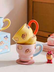 CRAYON SHINCHAN 340 ml Tasse en céramique en forme de gourde officielle Crayon Shin-Chan, tasse à lait créative pour le petit-déjeuner, tasse à café pour couple, cadeau d'anniversaire