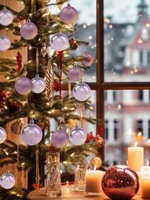 44 Stücke Weihnachtskugeln, Weihnachtsbaum Dekoration, hängende bruchsichere Plastikkugeln für Weihnachtsbaum, Feiertage, Hochzeitsfeier, Fenster Weihnachtsdekoration, Geburtstag, Valentinstag, Ostern, Zuhause, Büro Wanddekoration, perfekte Weihnachtsbaum Dekoration um Feststimmung zu schaffen - Weihnachtsgeschenk 7/6/5/4/3 cm (2,8/2,4/1,9/1,6/1,2 Zoll)