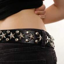 1 Retro Punk Style Metal Buckle Wide Black Belt, Suitable For Women To Pair With Jeans, Shorts, Skirts, And Casual Fashion Accessories. - 1個 - 查看 3