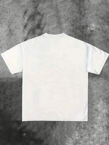 Boys & Teens' Casual Graphic Print Round Neck Short Sleeve T-Shirt, Summer Top - White - View 2