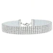 Hot-Selling Luxury Diamond-Encrusted Necklace Collarbone Chain European And American Fashion Jewelry Choker Necklace Choker - 12排金色 - 查看 11