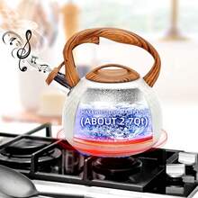 Tetera de Té de Acero Inoxidable Grande con Silbato - Capacidad de 3L/101.44oz, Base de Calentamiento Rápido, Construcción Duradera, Versátil para Todas las Fuentes de Calor - Beis - Ver 5