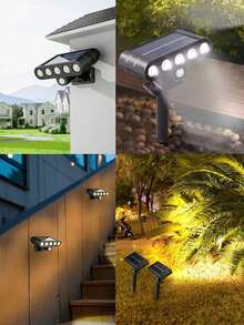 1pc Solar Powered Outdoor Wall Light, Outdoor Garden Solar Light With Motion Sensor, Fake Surveillance Light, Super Bright 4 LED Large Night Light, 5 LED Multi-Function Small Stake/Wall Light, 1200mAh Lithium-Ion Battery Solar Charging, Simulated Security Camera Design, 3 Lighting Modes, No Remote Control Included - Black - View 10