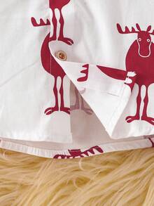 BOARNSEORL Baby Boys Gentleman Outfit, Christmas Deer Pattern Shirt With Bowknot And Red Suspender Pants, Fashionable For Birthday Party, Wedding, Christmas - Red - View 10