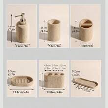 Resin Lotion Soap Dispenser, Bathroom Accessories Set, Bathroom Organizer Countertop, Empty Organizer Hand Soap Dispenser And Toothbrush Holder, Toothbrush Holder, Mouthwash Cup, Tray Set, Vanity Tray For Bathroom