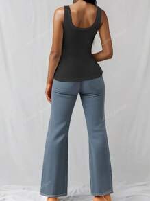 3 pièces/set Gilet casual sans manches col en V couleur unie