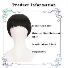 GLAMNOW Short Mushroom Wig For Men-Synthetic 60s Bowl Cut Wigs For Anime Movie Music Costume Halloween Cosplay Party (Dark Brown) - Black - View 6