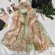 100% Mulberry Silk Scarf For Women Lightweight Long Scarves Beach Wraps Cover Up -Travel Photography Scarfhalloween - 淺綠色 - 查看 6