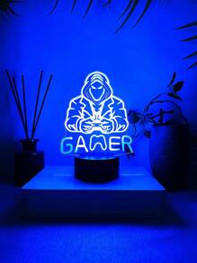 1pc Creative 3D Night Light, Touch Sensor 7-Color Changing USB Decorative Lamp, Gaming Room Atmosphere Light, Holiday Gift - Pink - View 2