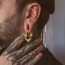 1 件 316 不锈钢尖刺朋克耳坠挂钩拉伸器穿孔女士男士身体首饰耳环 5 毫米 4 克 - 長的 - 查看 6