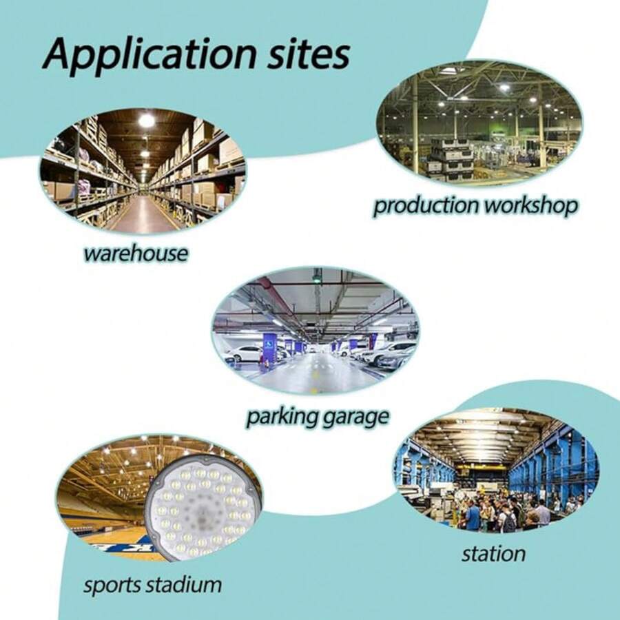 100W/300W/500W UFO LED High Bay Lights,6500K&IP 65 Waterproof LED Light,Hanging With Hook/Chain/Plug  Factory Warehouse Workshop Store Garage Gym Industrial Shed Factory (300W) - 100W - View 1