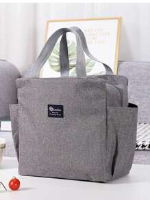 1 件大容量保温午餐袋，铝箔加厚午餐盒袋，便携手提袋，适合工作 - 灰色 - 查看 12