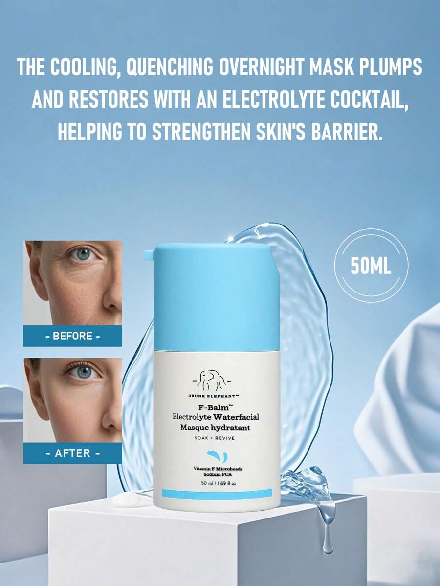 Drunk Elephant 醉象 F-Balm 电解质水润面膜，50毫升/1.69盎司 | 强效保湿修护睡眠面膜 | 富含电解质，恢复肌肤水油平衡 | 补充并舒缓干燥缺水肌肤，焕发健康光泽 | 轻盈不油腻配方，快速吸收，适合所有肤质 - 白 50ml - 查看 1