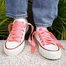 Flat Colorful Satin Shoelaces, 3/ 4inch Width, Women's/Girls' Shoelaces, White, 47inch (120) Cm: Clothing, Shoes, And Jewelry - 緞帶肉粉紅色 - 查看 4