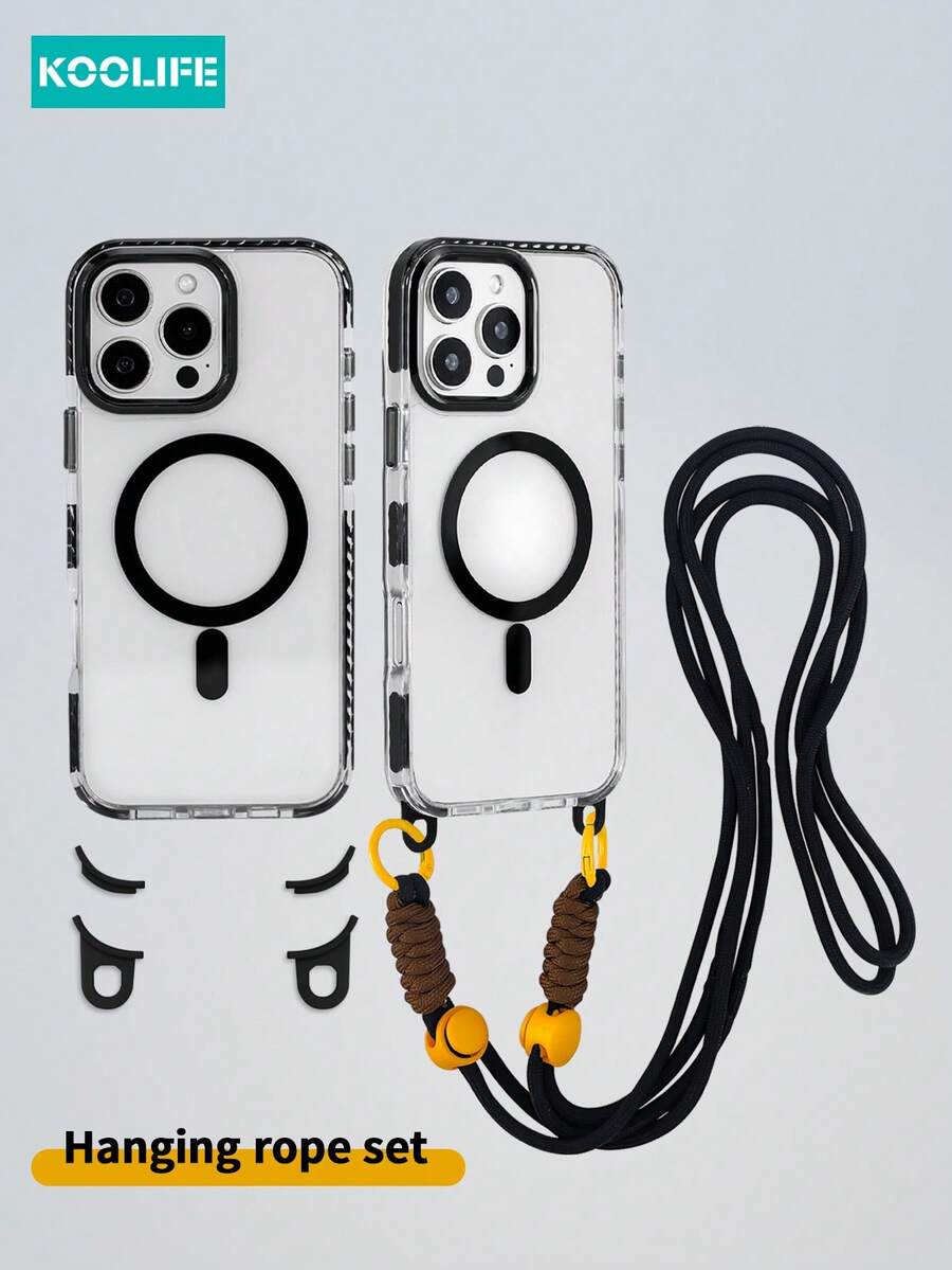 Koolife 1件 高透明 2.0mm PC 背板 磁吸無線充電 可拆卸掛繩孔支架 側面配色內裡 一體成型環氧樹脂鏡頭框 全包覆手機保護殼 相容 iPhone 18 Pro/18 Pro Max/17 Pro Max/17/17 Pro/17 Air/16/16 Pro/16 Plus/16 Pro Max/11/11 Pro/11 Pro Max/12/12 Pro/12 Pro Max/13/13 Pro/13 Plus/14/14 Pro/14 Plus/14 Pro Max/15/15 Pro/15 Plus/15 Pro Max