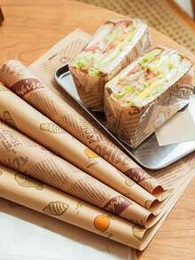 100/50pcs Sandwich Packaging Paper, Hamburger Packaging Bags, Kitchen Food Packaging Tools, Packaging Accessories, Food Packaging Containers, Lunch Box Insulation Bag Accessories, Food Basket Padding Paper, Dining Table Decoration Padding Paper, Halloween And Christmas Food Padding Paper - Multicolor - View 10