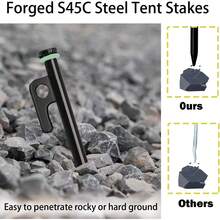 Paquete de 12 estacas para tienda de campaña con martillo, estacas para tienda de campaña de 8 pulgadas + martillo de camping de 10 pulgadas + bolsa de almacenamiento, estacas de acero forjado para - 8 estacas y martillo para tienda de campaña de 8 pulgadas - Ver 10