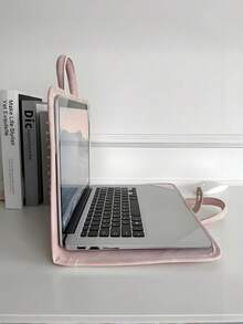 Laptop Protective Case Made Of Pink Pu Material Is Suitable For 15.6/16 Inch Laptops It Can Be Opened And Closed Immediately And The Handbag Can Be Easily Removed,Leather Laptop Sleeve Case HandBag,Soft PU Leather Laptop Case, Leather Laptop Case Water-Resistant Briefcase ,Laptop Sleeve Case With Handle Minimalist PU Protective Bag For Notebook Portable Travel Tote For Business Office College Stylish Accessory For Teachers And Professionals - 彩色 - 查看 5