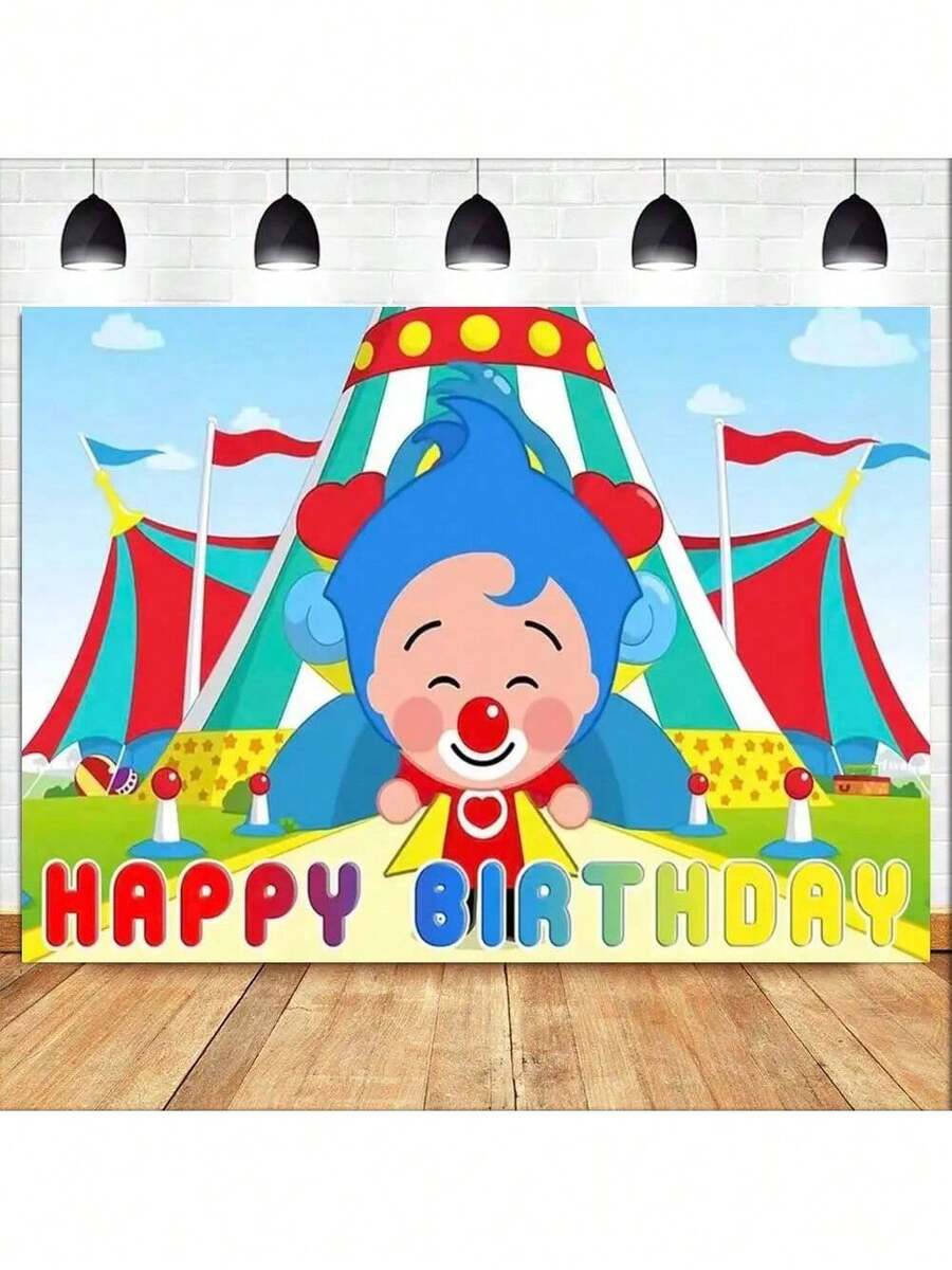 Cartoon Plim Party Decoration  Cute Pig Rainbow Custom Vinyl Background Banner Photo Studio Props - 白色 - 查看 1