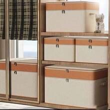 1 Peça Caixa de Armazenamento com Zíper Coberto - Caixa de Armazenamento de Tecido com Tampa, Caixa de Armazenamento Dobrável para Organização de Armário, Roupas, Toalhas, Fios, Artigos de Higiene, Suprimentos de Escritório, Adequado para Sala de Estar, Quarto, Despensa