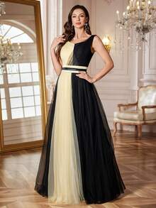 1 Stück asymmetrisches Design elegantes gerafftes Mesh-Kleid, hochwertiges Abendkleid für Hochzeiten, formelle Anlässe, geeignet für Frühling, Sommer, Herbst, Winter