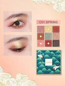 CATKIN 9-Color Neutral Eyeshadow Palette - Matte & Shimmer Eyeshadows, High Pigment Matte & Pearl Finish, Spring C01 - C01 Spring - 查看 10