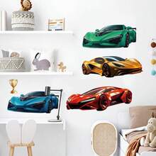 Red Sports Car Cartoon Wall Sticker, Suitable For Hotel, Homestay, Office, Bedroom, Living Room Wall Decor, Self-Adhesive And Removable - Multicolor - View 14