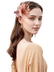 Fascinators Hats Women,Tea Party Fascinator Hair Clip With Feathers Wedding,Derby Hats Headbands - Ha9582-xueya - 查看 1