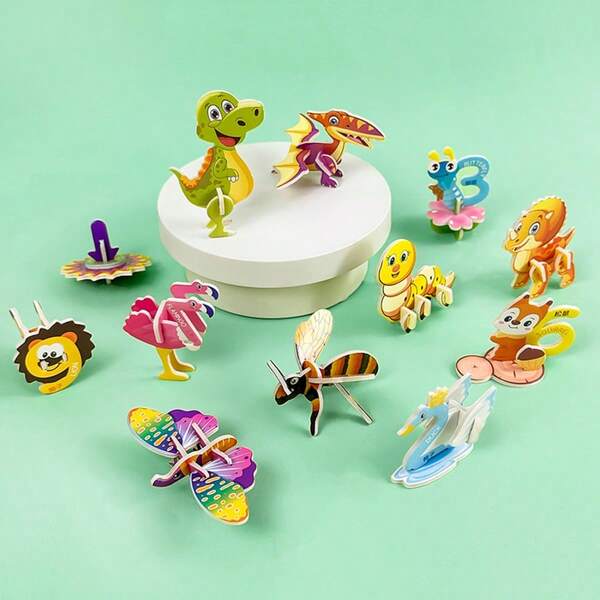 Rompecabezas 3D de colores aleatorios de insectos, dinosaurios, aviones, tanques, animales de dibujos animados - Rompecabezas DIY hechos a mano de aviones, dinosaurios, pequeños regalos
