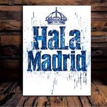2Dflat, 1pcs, Vintage Hala Madrid Canvas Wall Art - Wooden Frame Wrapped Canvas Prints And Posters, Blue & White Splatter Design, Home Decor For Living Room, The Perfect Gift For Real Madrid Fans. Bedroom Decor And Accessories, Bathroom Decor And Accessories, Kitchen Decor And Accessories, Office Decor And Accessories, Vintage Christmas Decorations For Home, Christmas Gifts, Decoracion De Navidad 2025, Christmas Ornaments, Halloween Decorations, Dia De Los Muertos, Diwali Decoration Home, Birthday Decorations, Thanksgiving Decorations, Wedding Decorations, Holiday Decor, Wall Decor. Very Suitable For Room Decors And Home Decors. Ready-To-Hang. - 彩色 - 查看 1