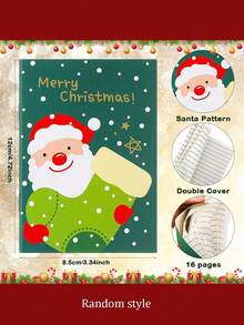 24pcs-Christmas Mini Notebook, Christmas Stocking Stuffer, 3.3in*4.7in Christmas Mini Notepad Christmas Theme Pocket Notebook Snowman Santa Claus Pattern Notebook Small Notebook Christmas Party Christmas Gift
