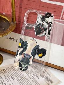 1个可爱奶牛图案防滑透明气囊软手机壳，兼容 11/12/13/14/15/16 Pro Max - 彩色 - 查看 2