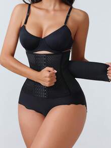 女士塑身腰带，收腹带，运动腰部支撑 - 黑色 - 查看 6