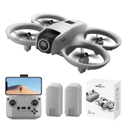 Minidron de 3 baterías con cámaras duales 4K, cuadricóptero RC de 75g de tamaño de palma con evitación de obstáculos, disparo rápido, video estable, protector de hélice incorporado, juguete de avión RC