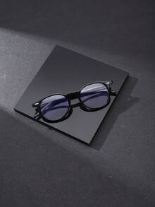 1 Pair Vintage Round Frame Personalized Fashion Multi-Color Flat Lens Glasses For Men, Metal Hinges, Suitable For Computer Office, Decoration, Student Study, Reading, Business, Running, Gaming, Driving - Multicolor - View 7