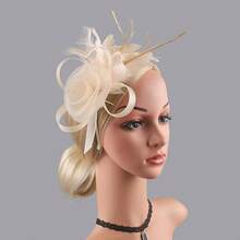 Fascinators Hats Women,Tea Party Fascinator Hair Clip With Feathers Wedding,Derby Hats Headbands - 款式3-香檳金 - 查看 7