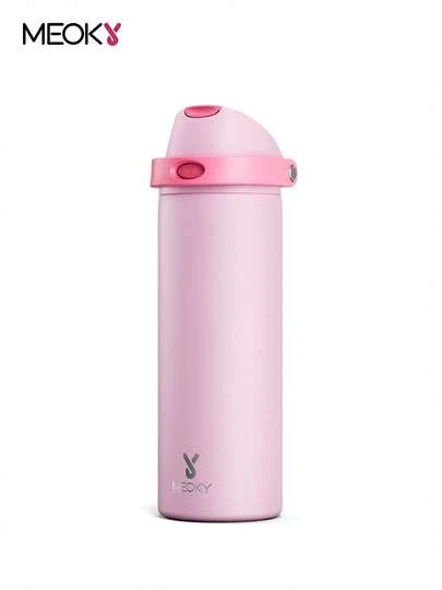 Meoky 24oz Vacuum Insulated Water Bottle with 2-in-1 Straw and Spout Lid, Insulated Cup, Keep Cold 24H, Leak-Proof, Fits in Car Cup Holder, Stainless Steel Tumbler for Sports, Travel, and School