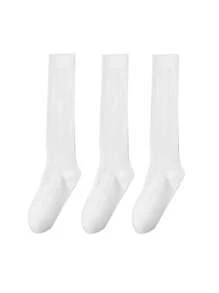 3 Pairs Retro Women Stockings New Fashion Autumn Casual Solid Color Japanese Style Warm Socks For Woman Soft Winter Knee High Socks Long, Y2K