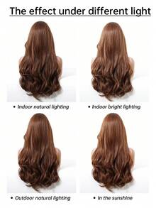 Long Wavy Ombre Brown Mix Blonde Highlight Wigs For Women Synthetic Hair Heat Resistant Ombre Wig For Daily Party Cosplay Use-22Inches - 棕色 - 查看 10